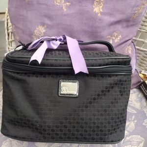 Nine West Black Cosmetic Case/Carry On with Lavender Ribbon
